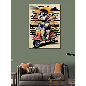 Kanvas Tablo Motosiklet Kullanan Köpek 100x140 cm