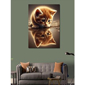 Kanvas Tablo Sarı Kedi Ve Yansıması 70x100 cm