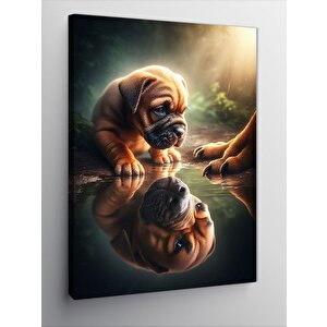 Kanvas Tablo Yavru Köpek Ve Yansıması 70x100 cm