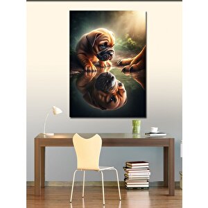 Kanvas Tablo Yavru Köpek Ve Yansıması 70x100 cm