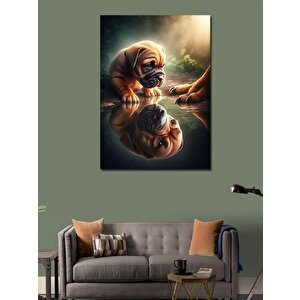 Kanvas Tablo Yavru Köpek Ve Yansıması 70x100 cm