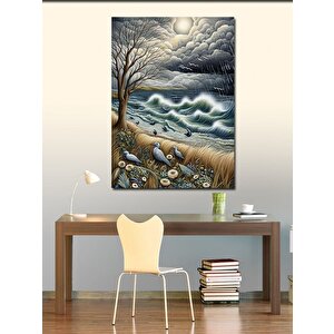 Kanvas Tablo Dalgalı Deniz Ve Kuşlar 70x100 cm