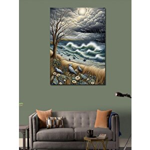 Kanvas Tablo Dalgalı Deniz Ve Kuşlar 70x100 cm