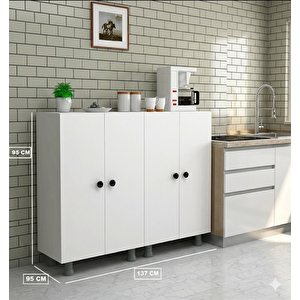 Dies Çok Amaçlı Mutfak Banyo Ayakkabılık Dolabı 140 Cm