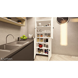 Natura Çok Amaçlı Mutfak Banyo Ayakkabılık Dolabı 60 Cm 6 Bölmeli