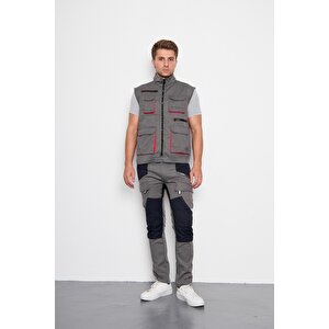 Gri Takım Berlin Harman Karışımı Yelek + Pantolon 3XL