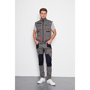 Gri Takım Berlin Harman Karışımı Yelek + Pantolon 3XL