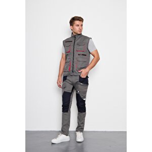 Gri Takım Berlin Harman Karışımı Yelek + Pantolon XL