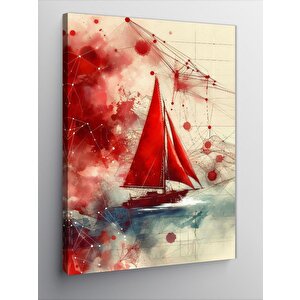 Kanvas Tablo Kırmızı Yelkenli Tekne 100x140 cm