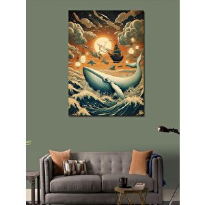 Kanvas Tablo Balina Ve Gemi 70x100 cm