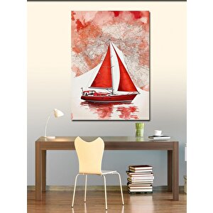Kanvas Tablo Kırmızı Yelkenli Tekne 70x100 cm