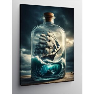 Kanvas Tablo Şişedeki Gemi 70x100 cm