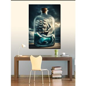 Kanvas Tablo Şişedeki Gemi 100x140 cm