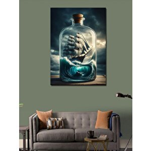 Kanvas Tablo Şişedeki Gemi 100x140 cm