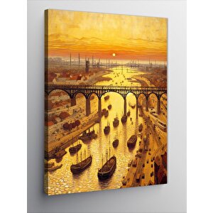 Kanvas Tablo Köprü Ve Gemiler 70x100 cm