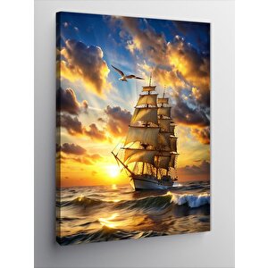 Kanvas Tablo Büyük Gemi Ve Güneş 70x100 cm