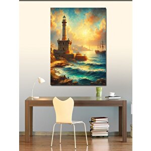 Kanvas Tablo Deniz Feneri Ve Gemiler 70x100 cm