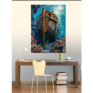 Kanvas Tablo Batık Gemi Ve Balıklar 70x100 cm