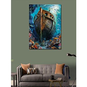 Kanvas Tablo Batık Gemi Ve Balıklar 70x100 cm