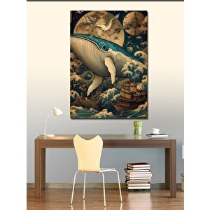 Kanvas Tablo Balina Ve Gemiler 100x140 cm