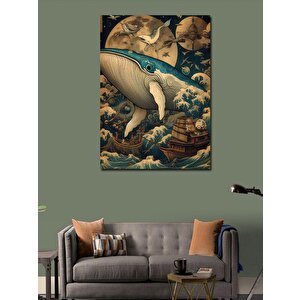 Kanvas Tablo Balina Ve Gemiler 100x140 cm