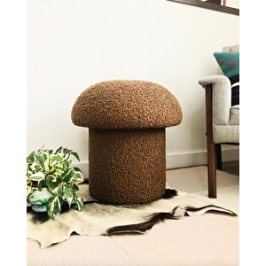 Mushroom Mantar Puf, Teddy Beyaz Kahve
