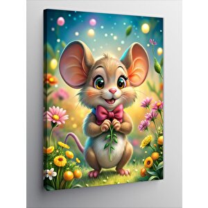 Kanvas Tablo Papyonlu Sevimli Fare 70x100 cm