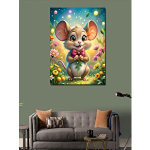 Kanvas Tablo Papyonlu Sevimli Fare 100x140 cm