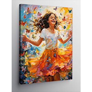 Kanvas Tablo Çocuk Ve Kelebekler  100x140 cm