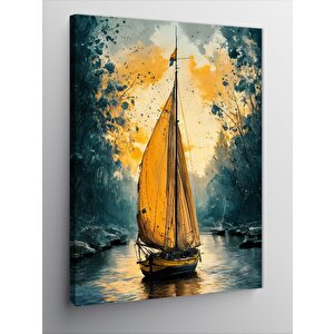 Kanvas Tablo Beyaz Yelkenli Gemi 100x140 cm