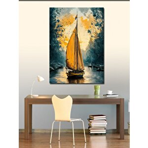 Kanvas Tablo Beyaz Yelkenli Gemi 100x140 cm