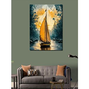 Kanvas Tablo Beyaz Yelkenli Gemi 100x140 cm