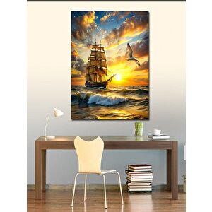 Kanvas Tablo Yelkenli Gemi Ve Martı 70x100 cm