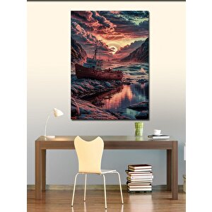 Kanvas Tablo Dünya Vurmuş Tekne 70x100 cm