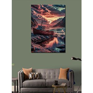 Kanvas Tablo Dünya Vurmuş Tekne 70x100 cm
