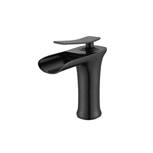 Fleko Mat Siyah Şelale Lavabo Bataryası