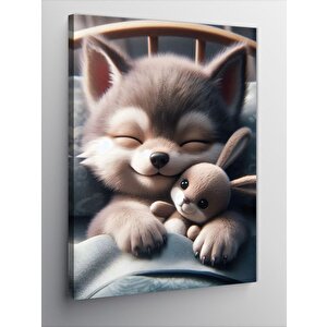 Kanvas Tablo Kedi Ve Oyuncak Tavşan