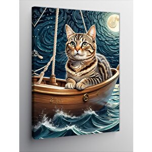 Kanvas Tablo Sandaldaki Kedi
