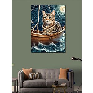 Kanvas Tablo Sandaldaki Kedi
