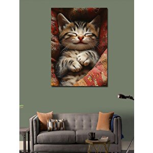 Kanvas Tablo Uyuyan Sevimli Yavru Kedi 70x100 cm