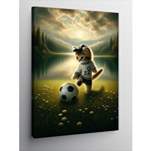 Kanvas Tablo Futbol Oynayan Kedi