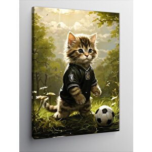 Kanvas Tablo Futbol Oynayan Kedi