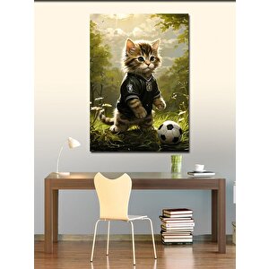 Kanvas Tablo Futbol Oynayan Kedi