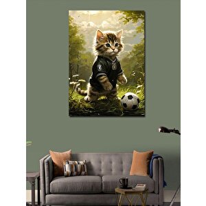 Kanvas Tablo Futbol Oynayan Kedi