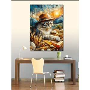 Kanvas Tablo Şapkalı Kedi 100x140 cm