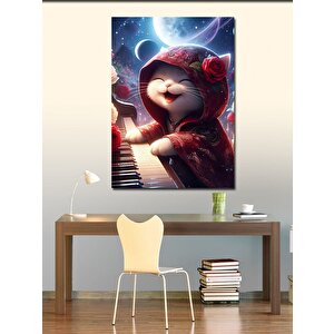 Kanvas Tablo Piyano Çalan Yavru Kedi 100x140 cm