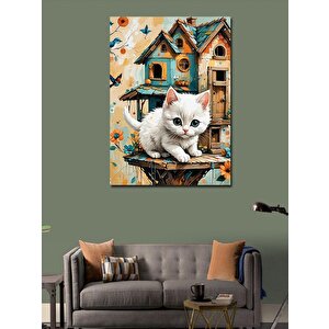 Kanvas Tablo Yavru Beyaz Kedi 70x100 cm