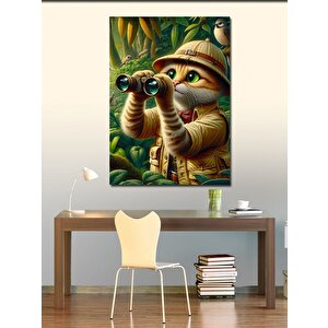 Kanvas Tablo İzci Şapkalı Kedi 70x100 cm