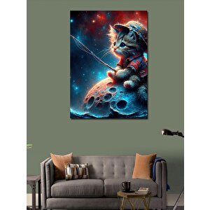Kanvas Tablo Ayın Üzerindeki Oltalı Kedi 70x100 cm
