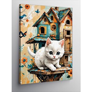 Kanvas Tablo Yavru Beyaz Kedi